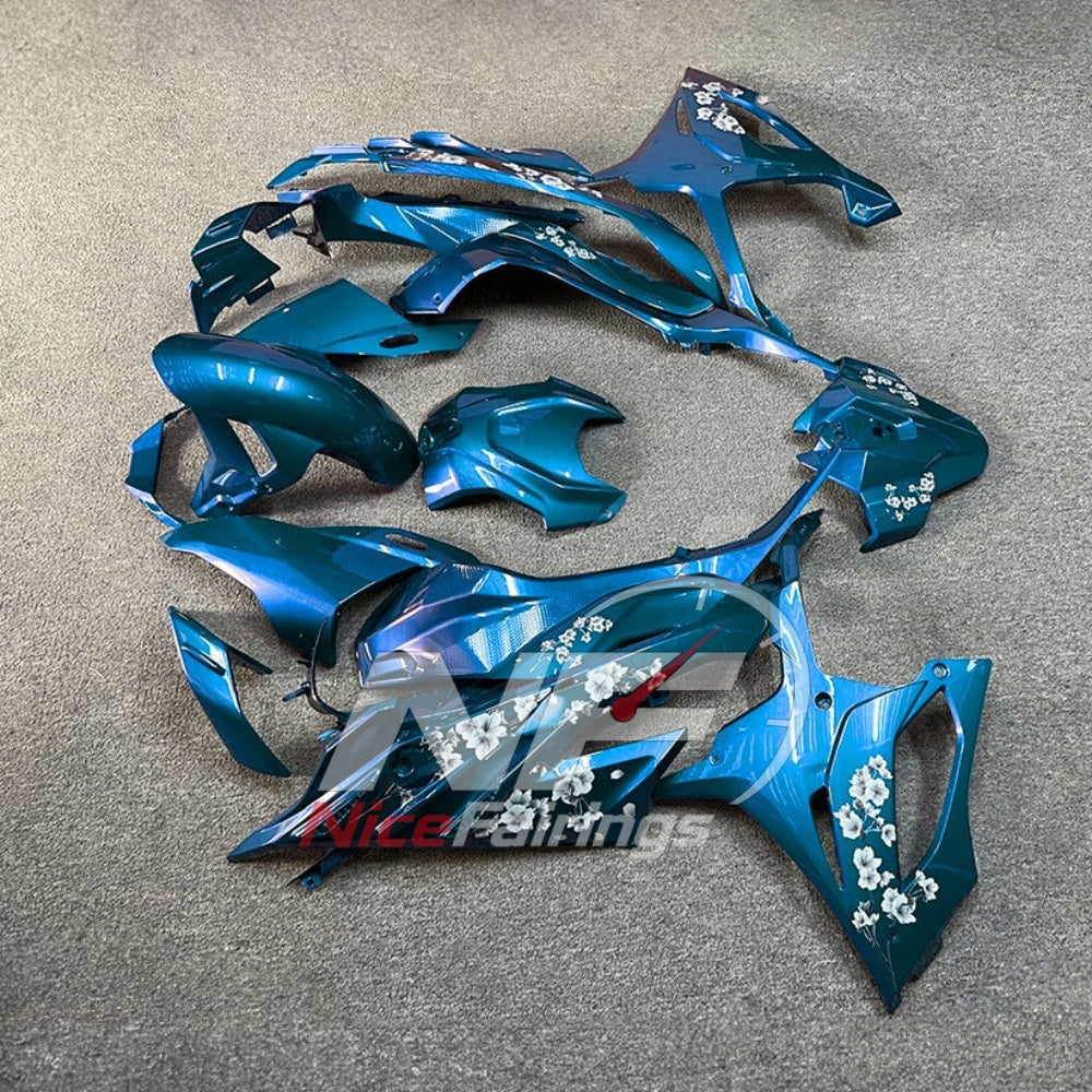 For BMW S1000RR 2023-2024 Blue Black Motorcycle Fairing Kit with Aftermarket Body Panels | NiceFairings - rear angle image