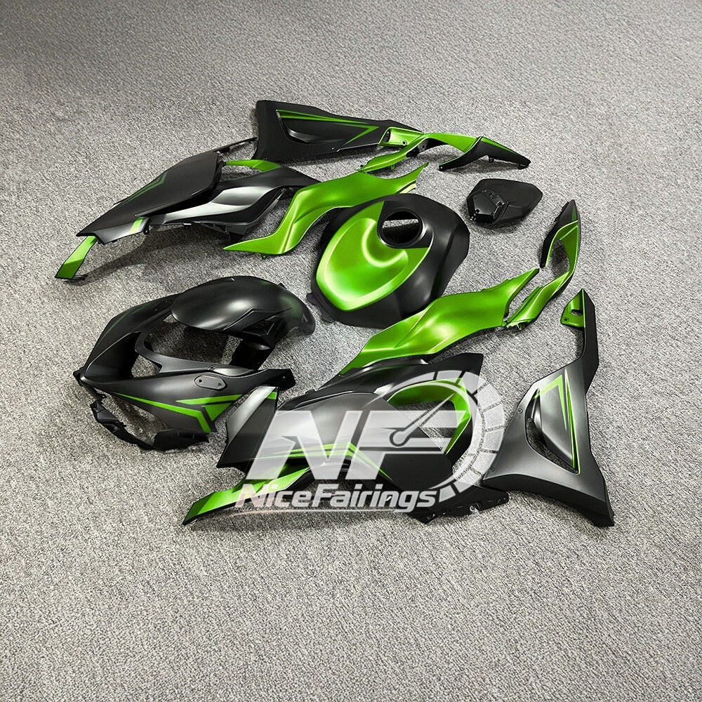 For Kawasaki ZX6R 636 Custom Painted ABS Body Kit Lime Green Tank Cover | NiceFairings - rear angle image