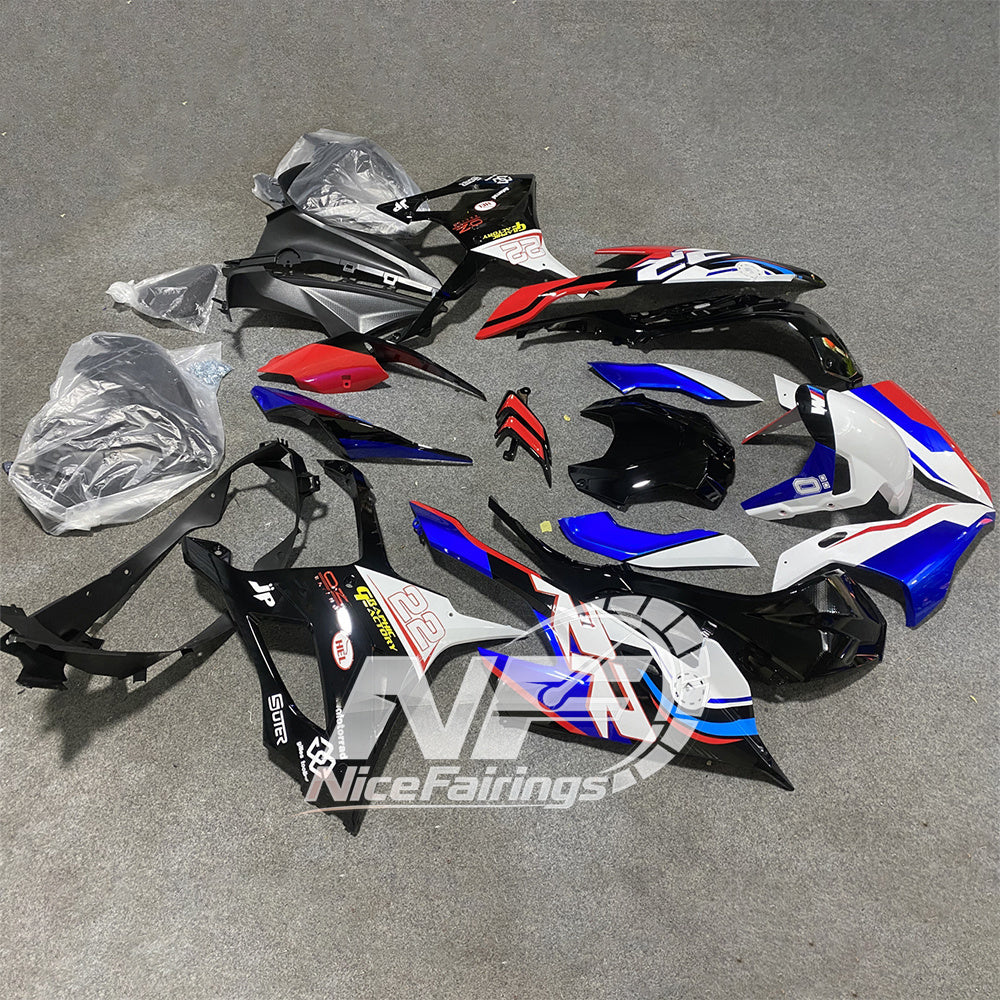 For BMW S1000RR 2019-2022 Gloss Black Sportbike Fairings, Custom ABS Bodywork And Replacement Plastics | NiceFairings - rear angle image