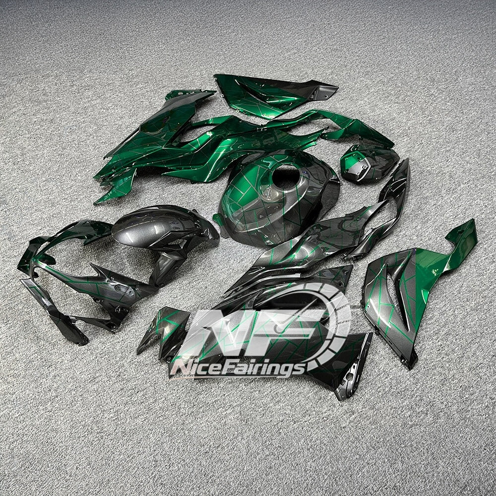 For Kawasaki ZX6R 636 2019-2023 ABS Fairing Kit Green Black Special Edition | NiceFairings - rear angle image