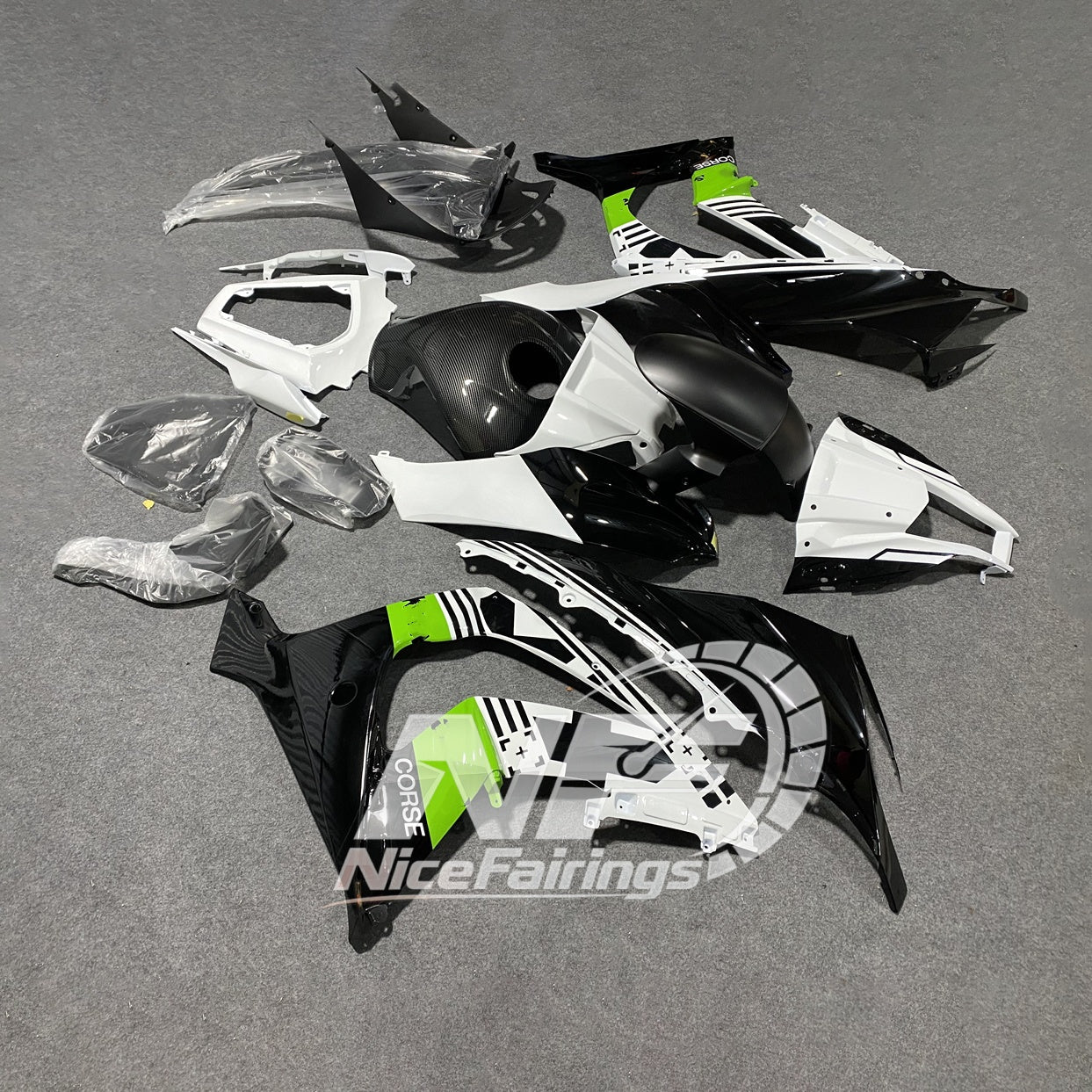 KAWASAKI ZX10R 2011-2015 Race Style Fairing Plastics | NiceFairings - rear angle image