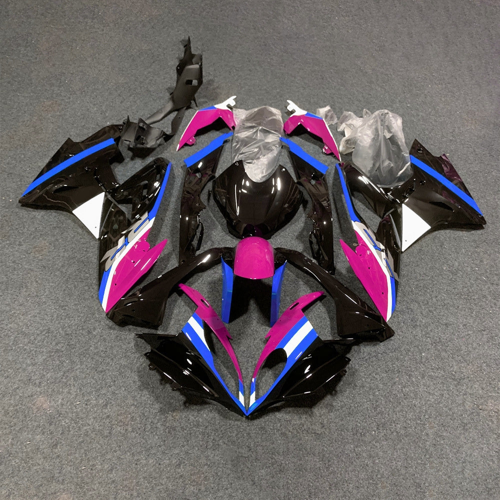 For BMW S1000RR 2017-2018 Tri Color Standard No Tank Cover Motorcycle Fairing Kit, Aftermarket ABS Body Panels | NiceFairings - rear angle image