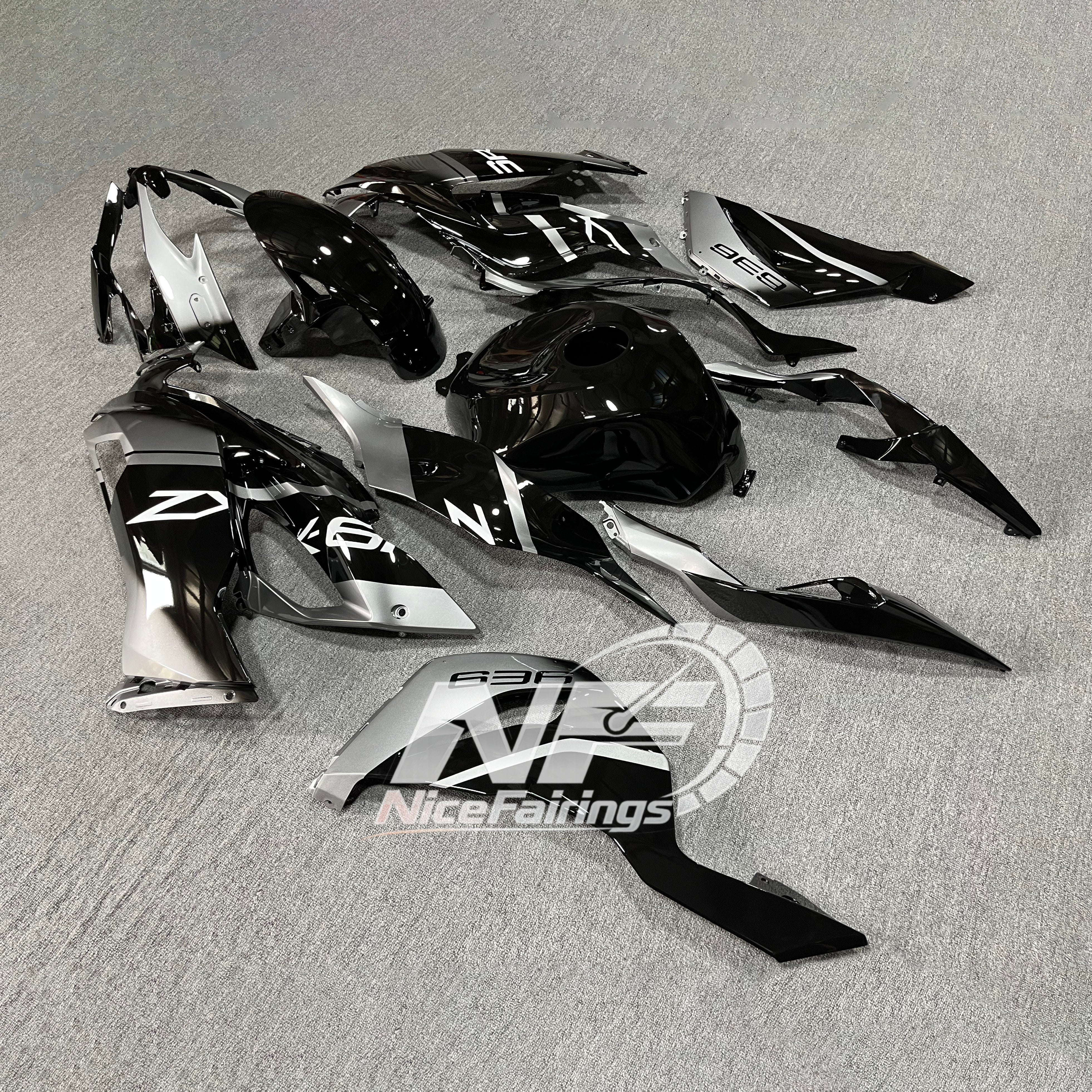 Kawasaki ZX-6R 636 2019-2023 Replacement Fairing Set Matte Black Tank Cover | NiceFairings - rear angle image