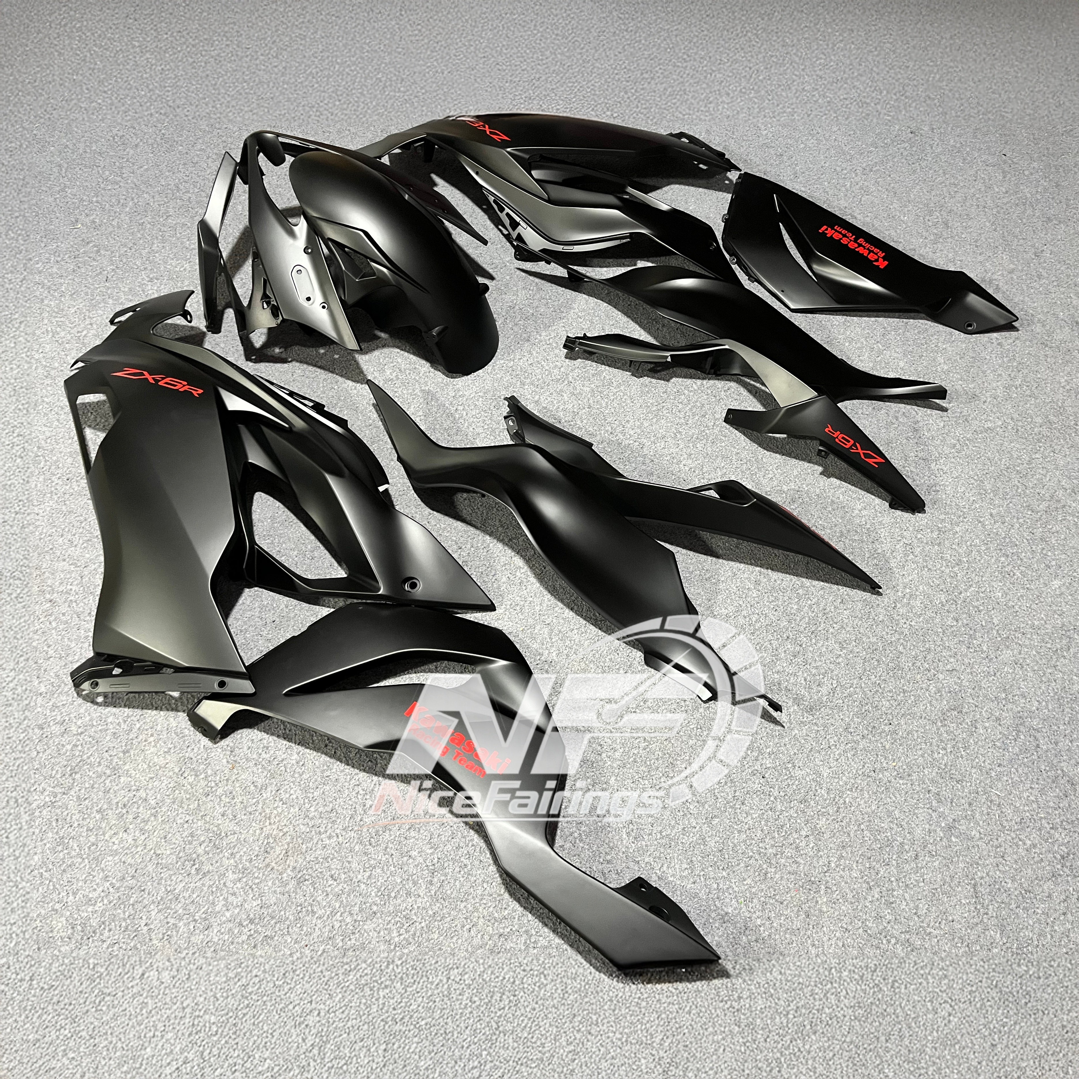 ZX6R 636 2019-2023 Painted Motorcycle Bodywork Custom Graphics | NiceFairings - rear angle image