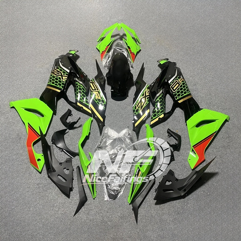 Kawasaki ZX6R 636 2019-2023 ABS Fairing Kit Green Black | NiceFairings - rear angle image
