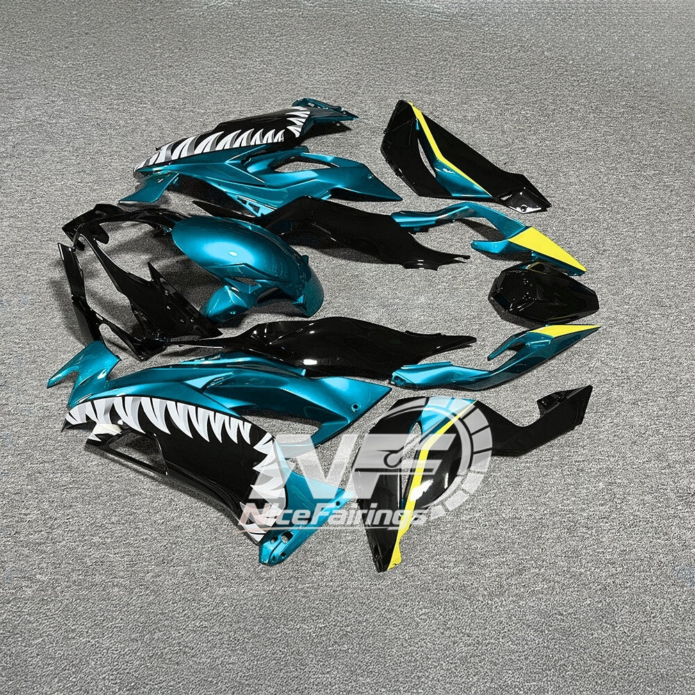 Kawasaki ZX6R 636 2019-2023 ABS Fairing Kit Green Black Tank Cover | NiceFairings - rear angle image