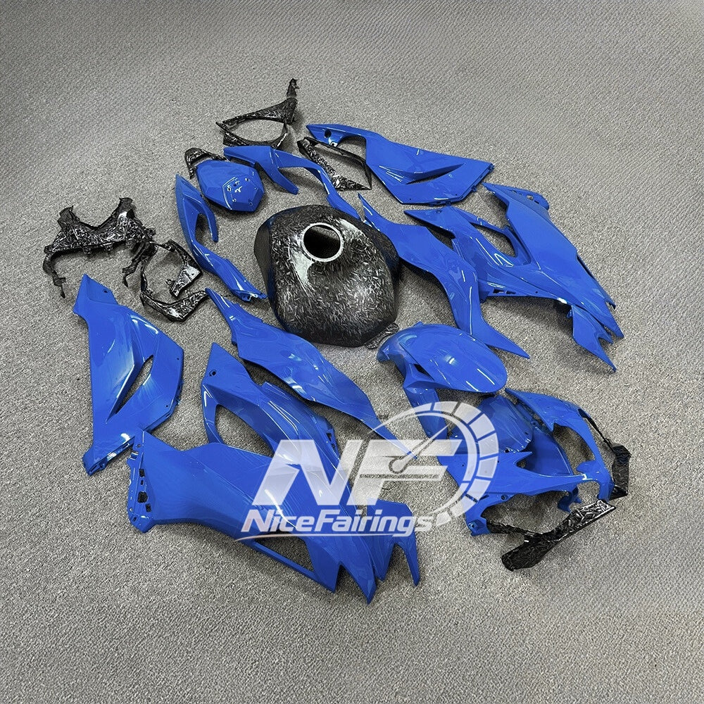For Kawasaki ZX6R 636 Custom Painted ABS Body Kit Blue Silver Premium Edition | NiceFairings - rear angle image