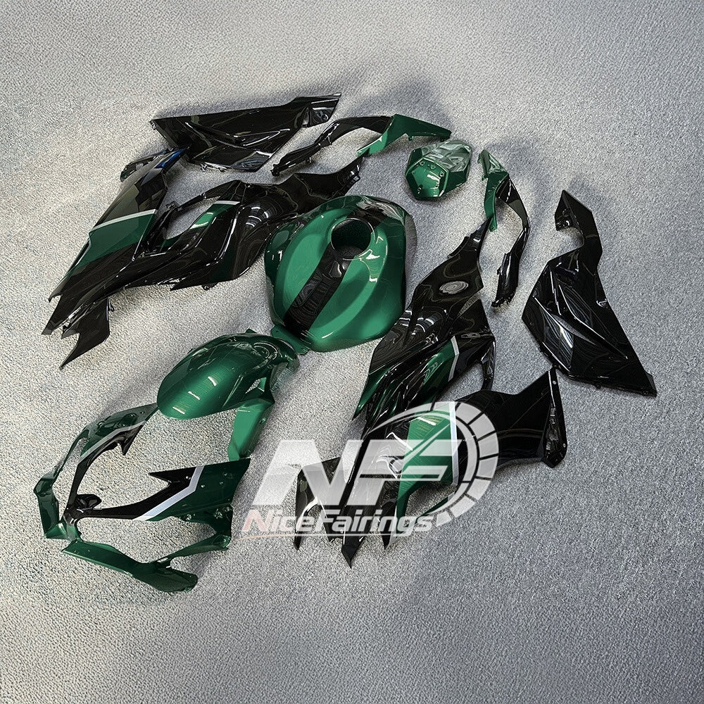 Kawasaki ZX6R 636 Custom Painted ABS Body Kit Blue Silver Tank Cover | NiceFairings - rear angle image
