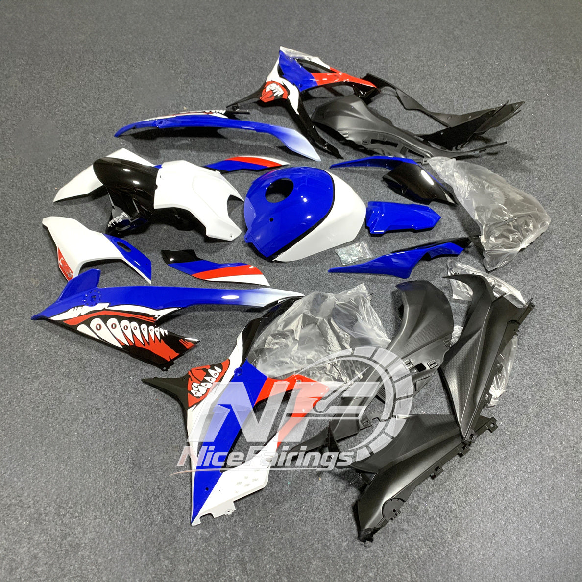 For BMW S1000RR 2019-2022 Track Edition Full Fairing Kit, Painted ABS Motorcycle Plastics | NiceFairings - rear angle image