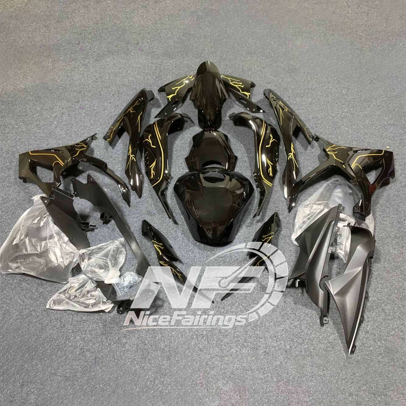 For BMW S1000RR 2019-2022 White Red Premium Edition Full Fairing Kit, Painted ABS Motorcycle Plastics | NiceFairings - rear angle image