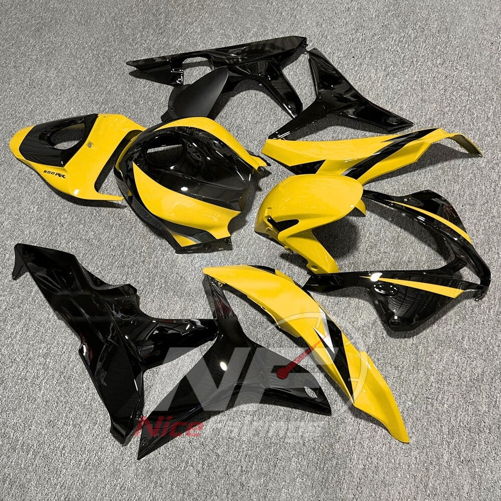 Custom-Painted Yellow ABS Cowling Panels Compatible with 2007-2008 Honda CBR600RR F5 | NiceFairings - side angle image