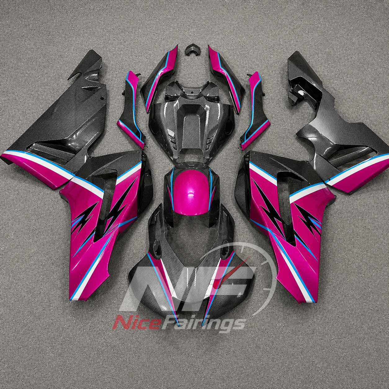 For Honda CBR1000RR-R SP 2020-2023 Blue Black Sportbike Fairing Set with Custom Painted Plastics | NiceFairings - paint design NO.4 option image