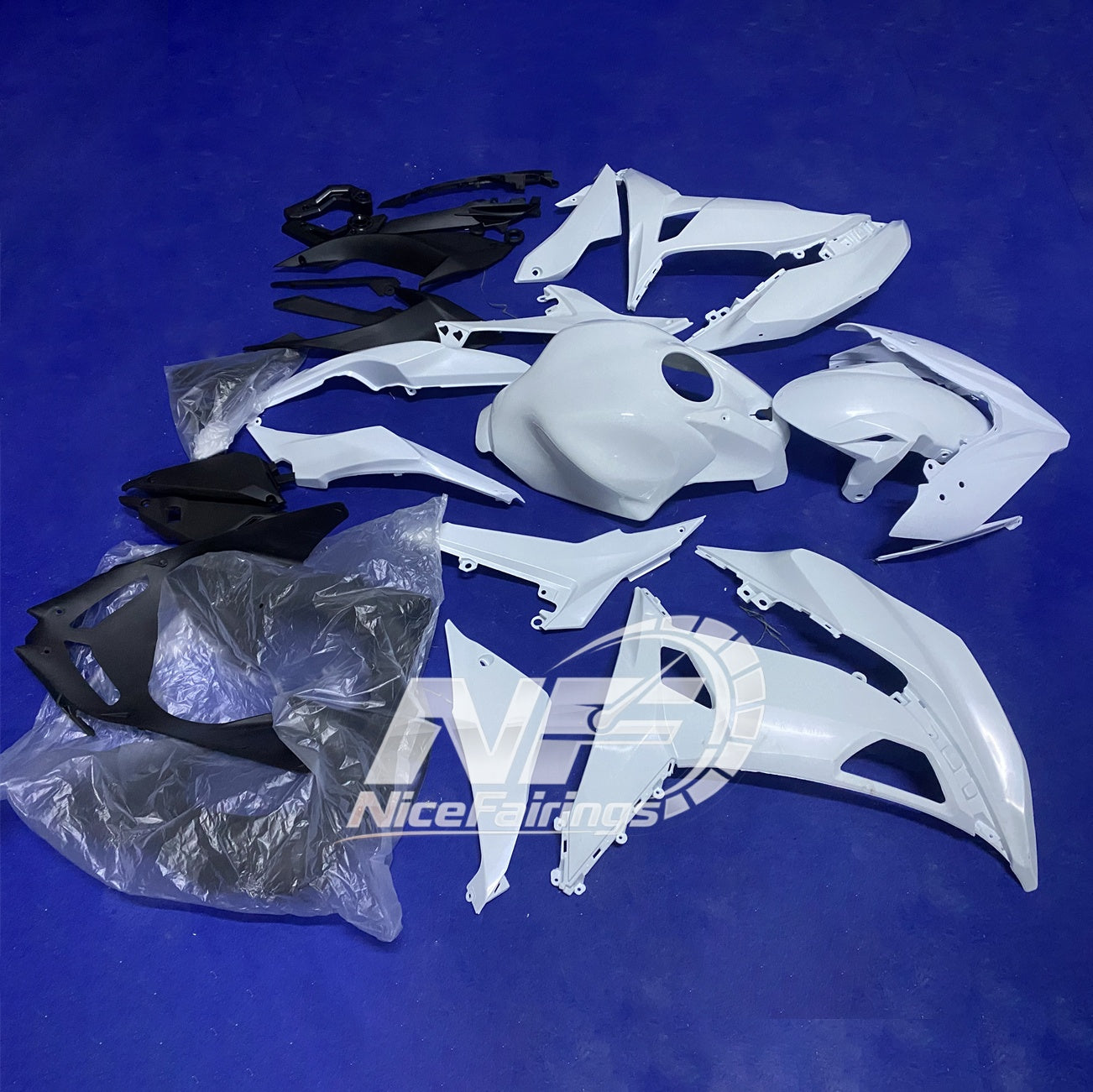 KAWASAKI Ninja 650 2017-2019 Sportbike Fairings matte grey tank-cover | NiceFairings - paint design NO.2 option image