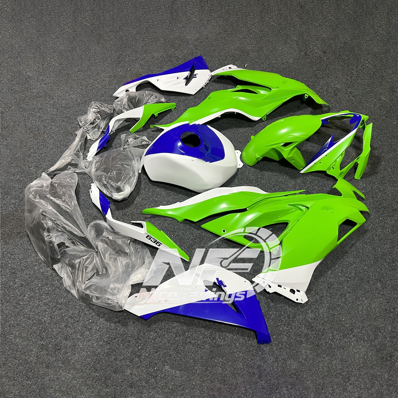 Ninja ZX6R 636 2019-2023 Sportbike Plastics Track Edition Tank Cover | NiceFairings - main product image