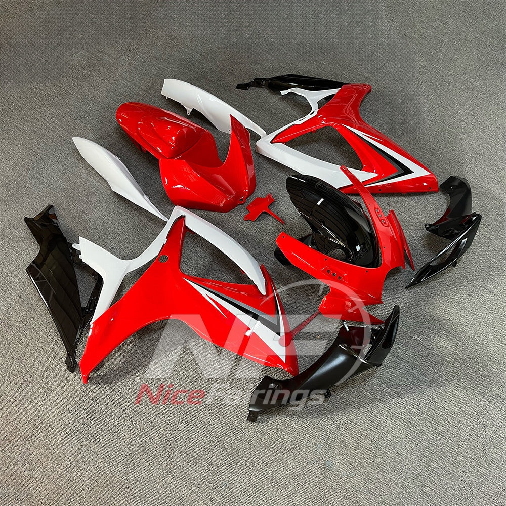 For Suzuki GSXR600 GSXR750 K6 2006-2007 ABS Fairing Kit White Red Painted Bodywork | NiceFairings - paint design NO.2 option image