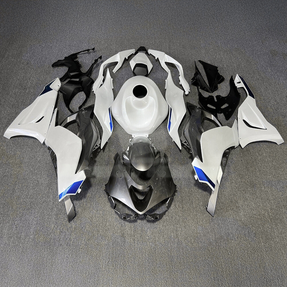 For Kawasaki ZX-6R 636 2024-2025 Replacement Fairing Set White Blue Tank Cover | NiceFairings - paint design NO.6 option image