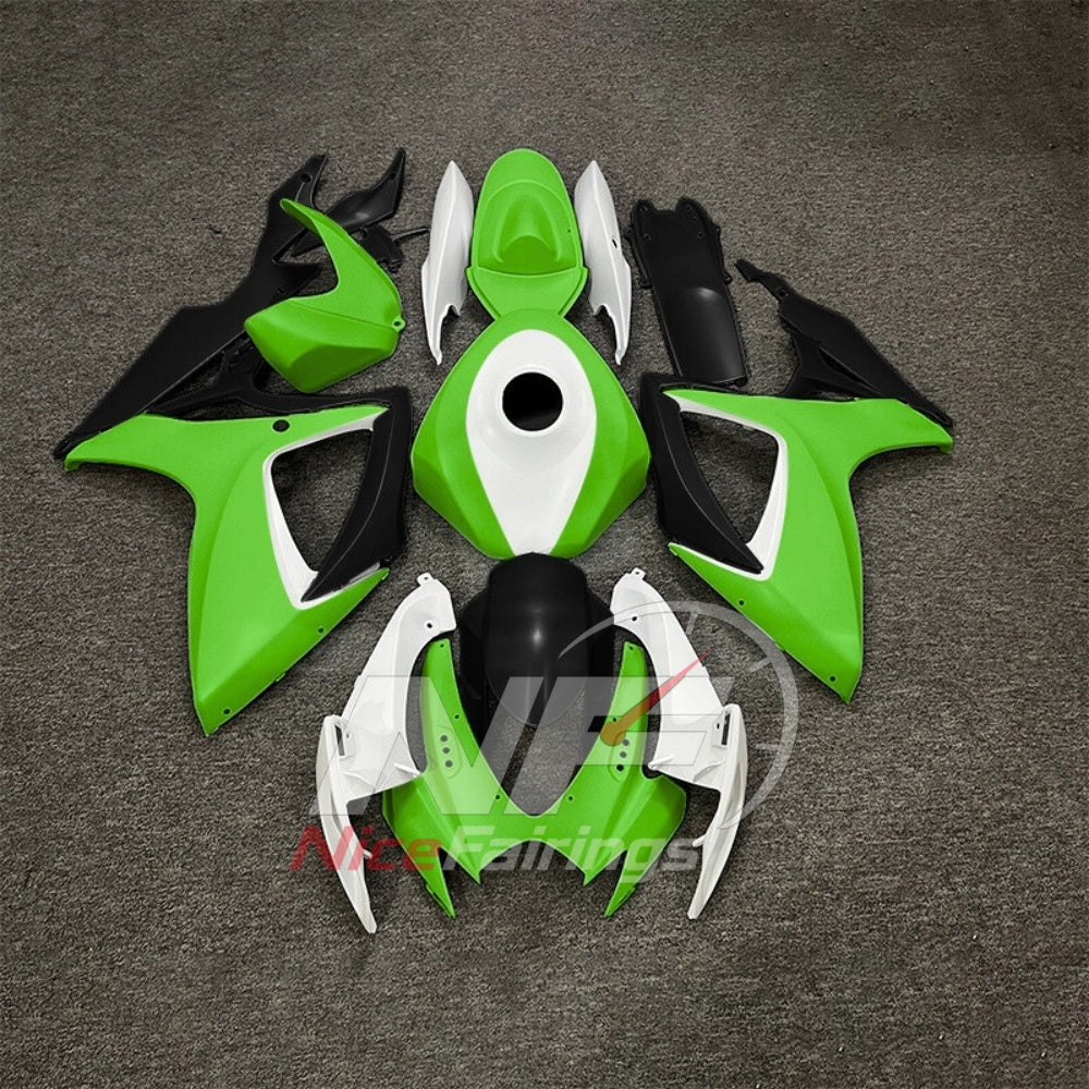 For Suzuki GSX-R600 GSX-R750 K6 2006-2007 Sportbike Fairing Set Green Gray Custom Painted Plastics | NiceFairings - paint design NO.6 option image