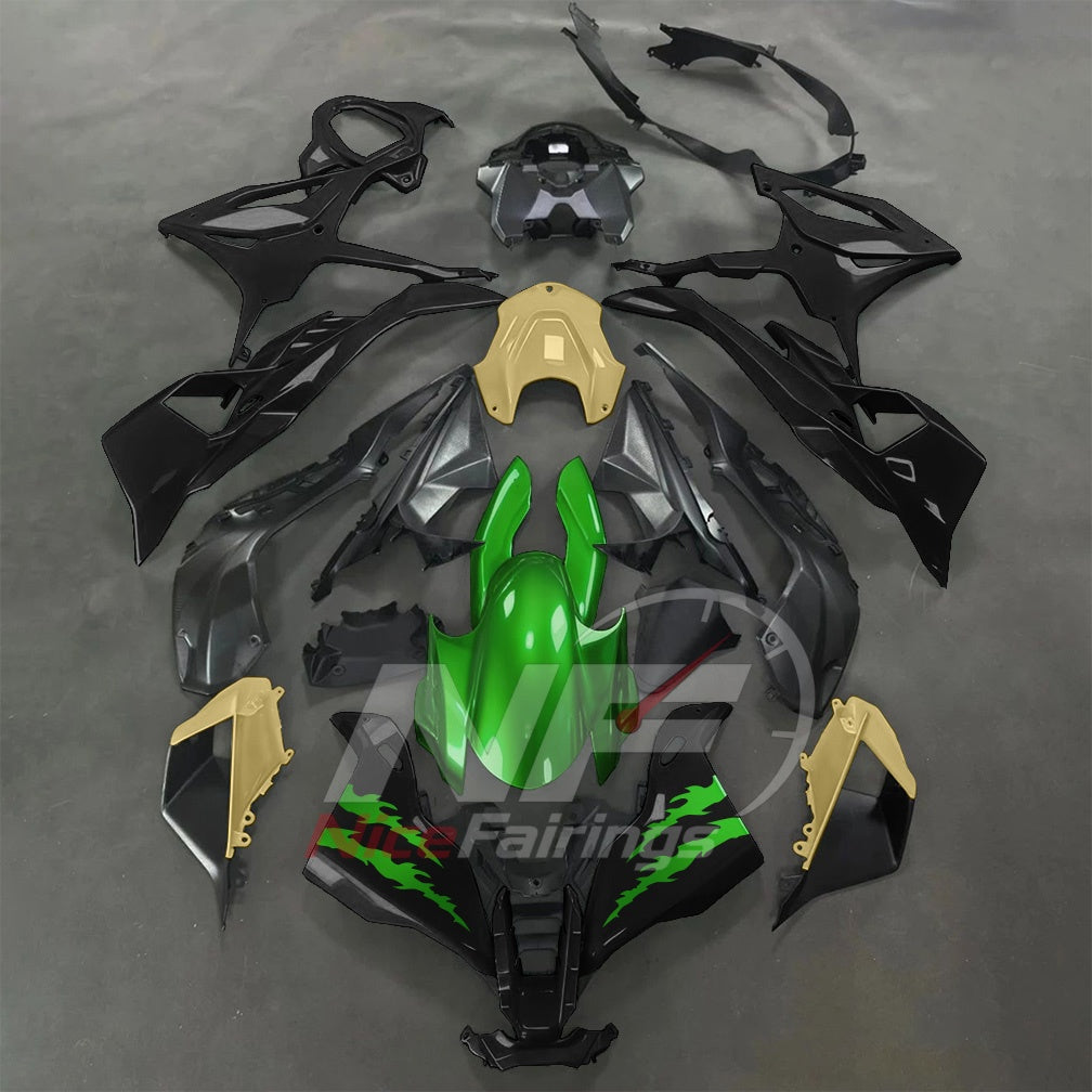 For BMW S1000RR 2025-2026 Green Black Custom Fairings with ABS Sportbike Plastics and Full Body Kit | NiceFairings - paint design NO.7 option image