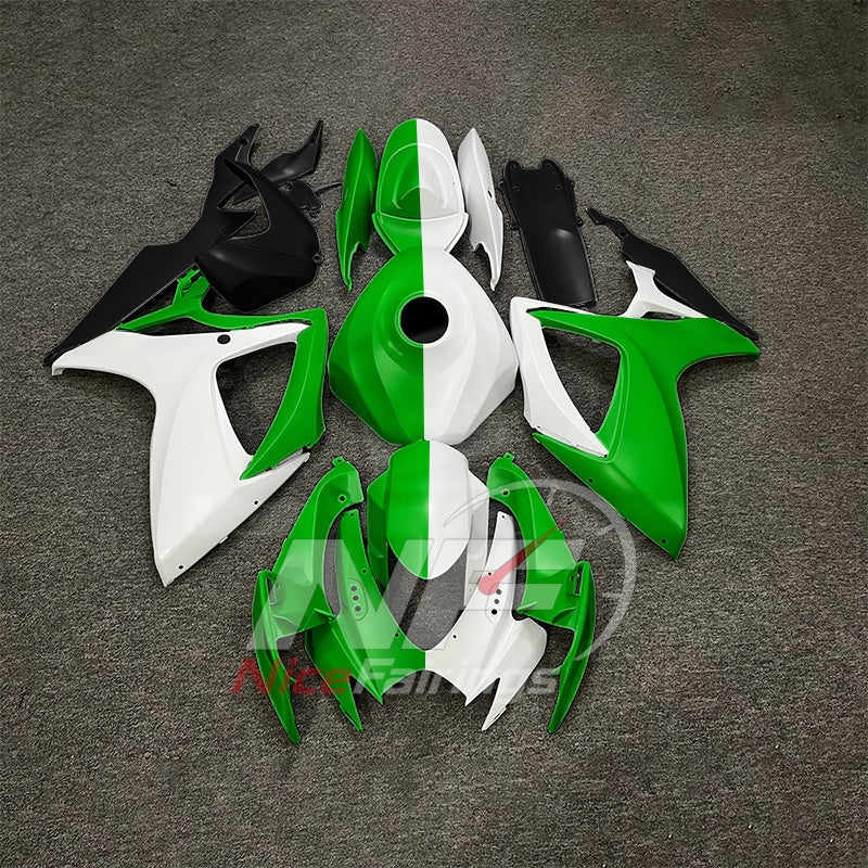 For Suzuki GSX-R600 GSX-R750 K6 2006-2007 Sportbike Fairing Set Green Gray Custom Painted Plastics | NiceFairings - paint design NO.7 option image