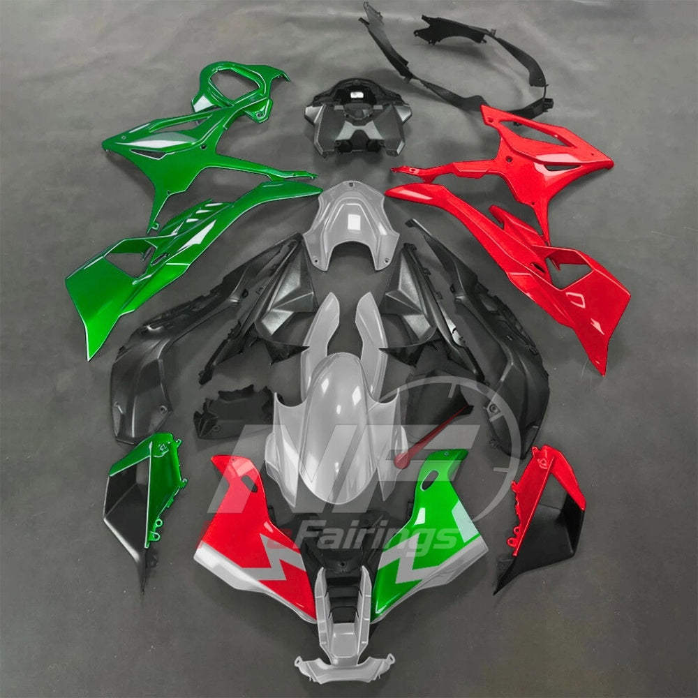 For BMW S1000RR 2025-2026 Green Black ABS Body Kit with Street and Track Fairing Panels | NiceFairings - paint design NO.2 option image