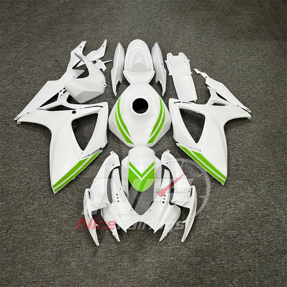 For Suzuki GSX-R600 GSX-R750 K6 2006-2007 Sportbike Fairing Set White Custom Painted Plastics | NiceFairings - main product image