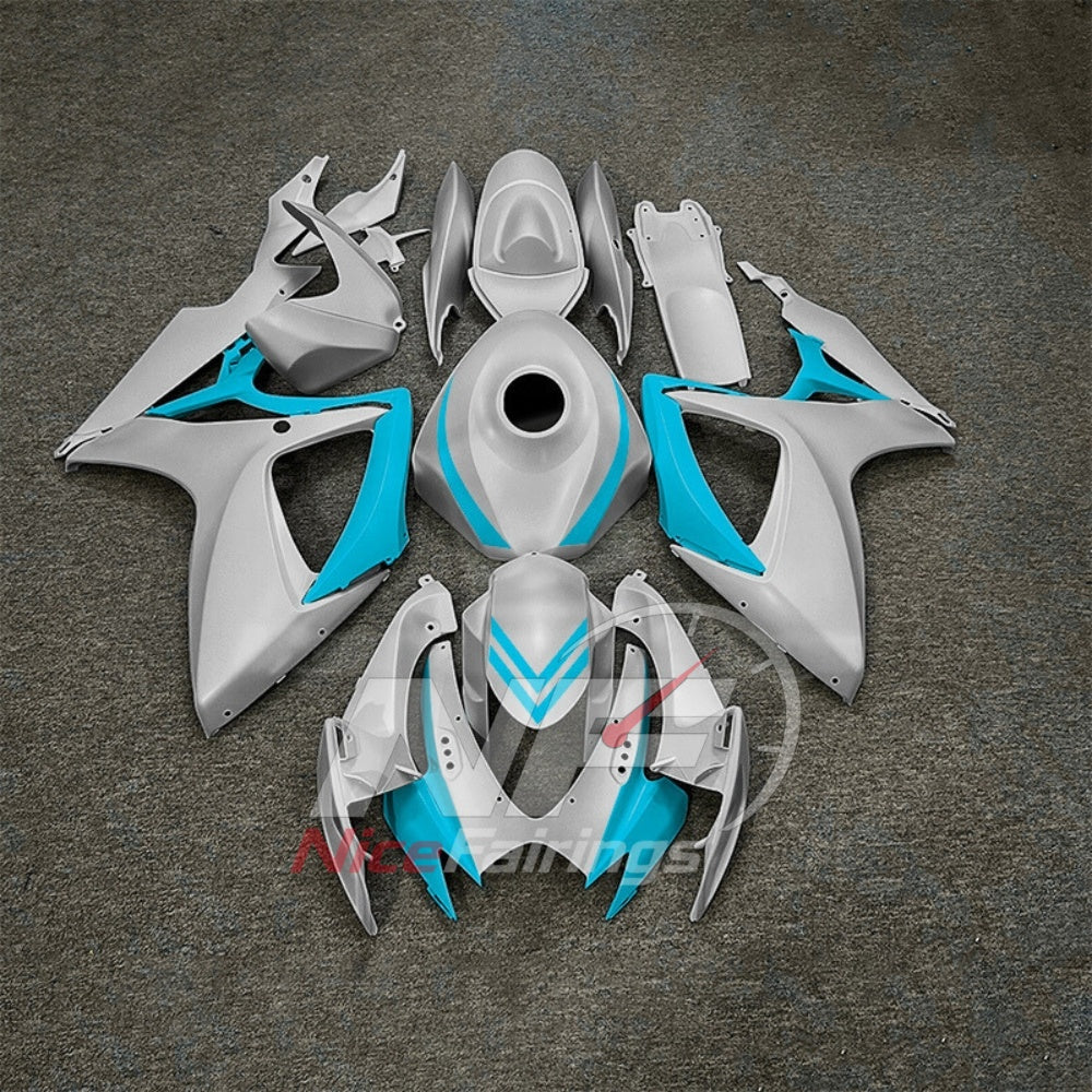 For Suzuki GSX-R600 GSX-R750 K6 2006-2007 Sportbike Fairing Set Gray Black Custom Painted Plastics | NiceFairings - paint design NO.4 option image