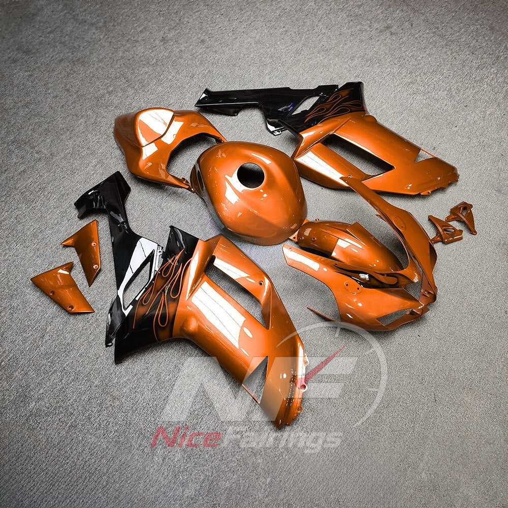 Kawasaki ZX6R 2007-2008 Orange-black panel layout - angled view