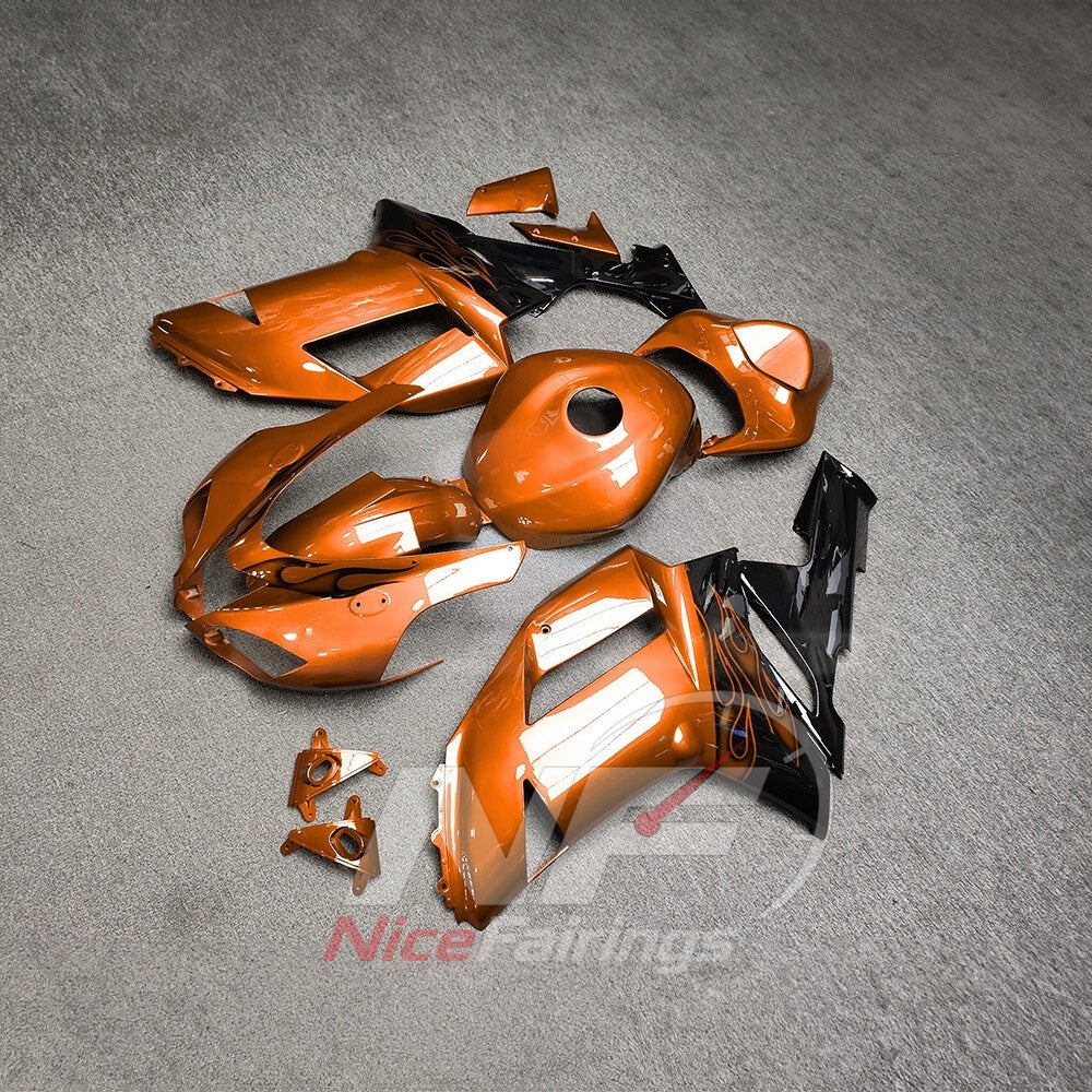 Kawasaki ZX6R 2007-2008 Orange-black panel layout - angled view