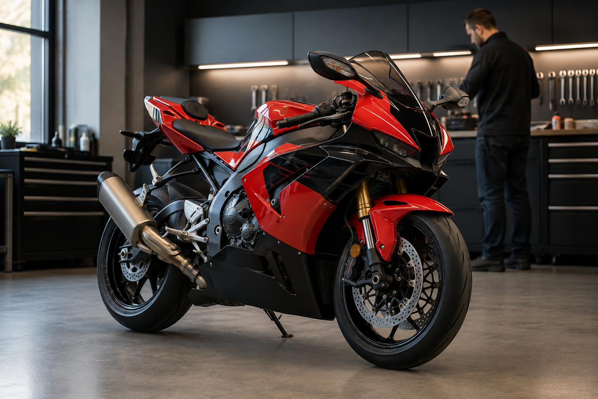 Illustrative red and black sport motorcycle for the CBR1000RR-R fairing pre-order guide