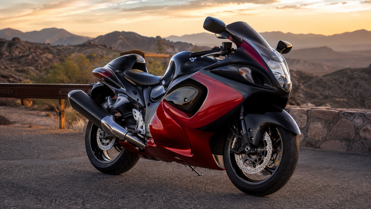 Red and black 2008-2020 Suzuki Hayabusa street-build fairings
