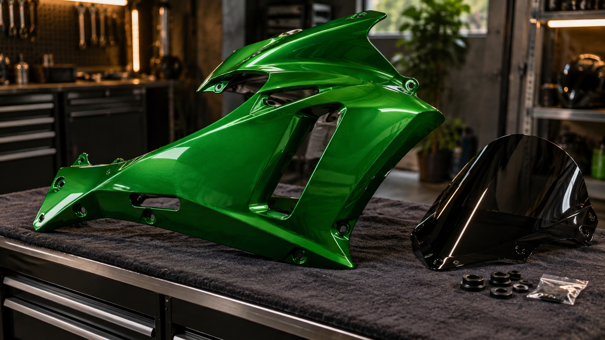 AI illustration of green bodywork and windscreen prepared for order verification