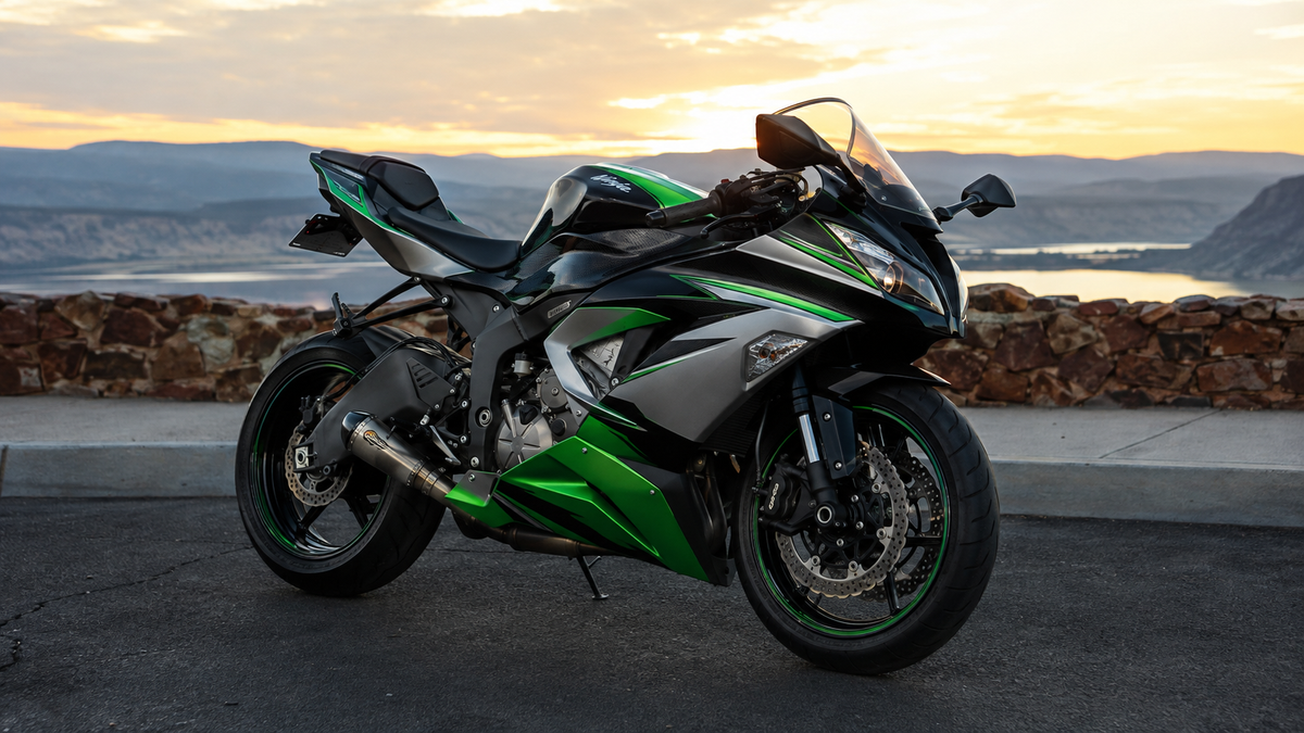 Custom green black and silver Kawasaki ZX-6R 2013-2018 street build