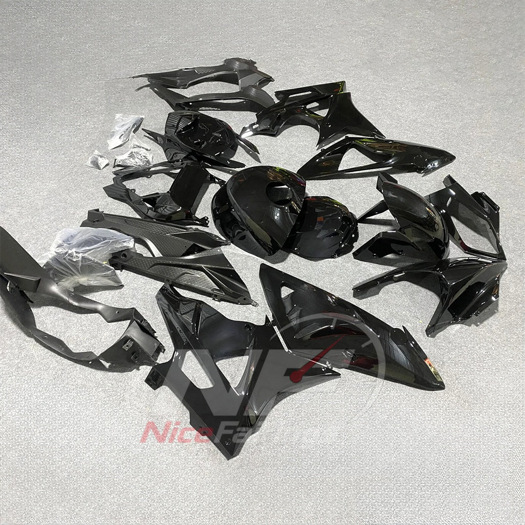 ABS Plastic Fairing Kit Fits 2009-2014 BMW S1000RR - Custom-Painted ABS Bodywork - Black Silver with Tank Cover | NiceFairings - front angle image