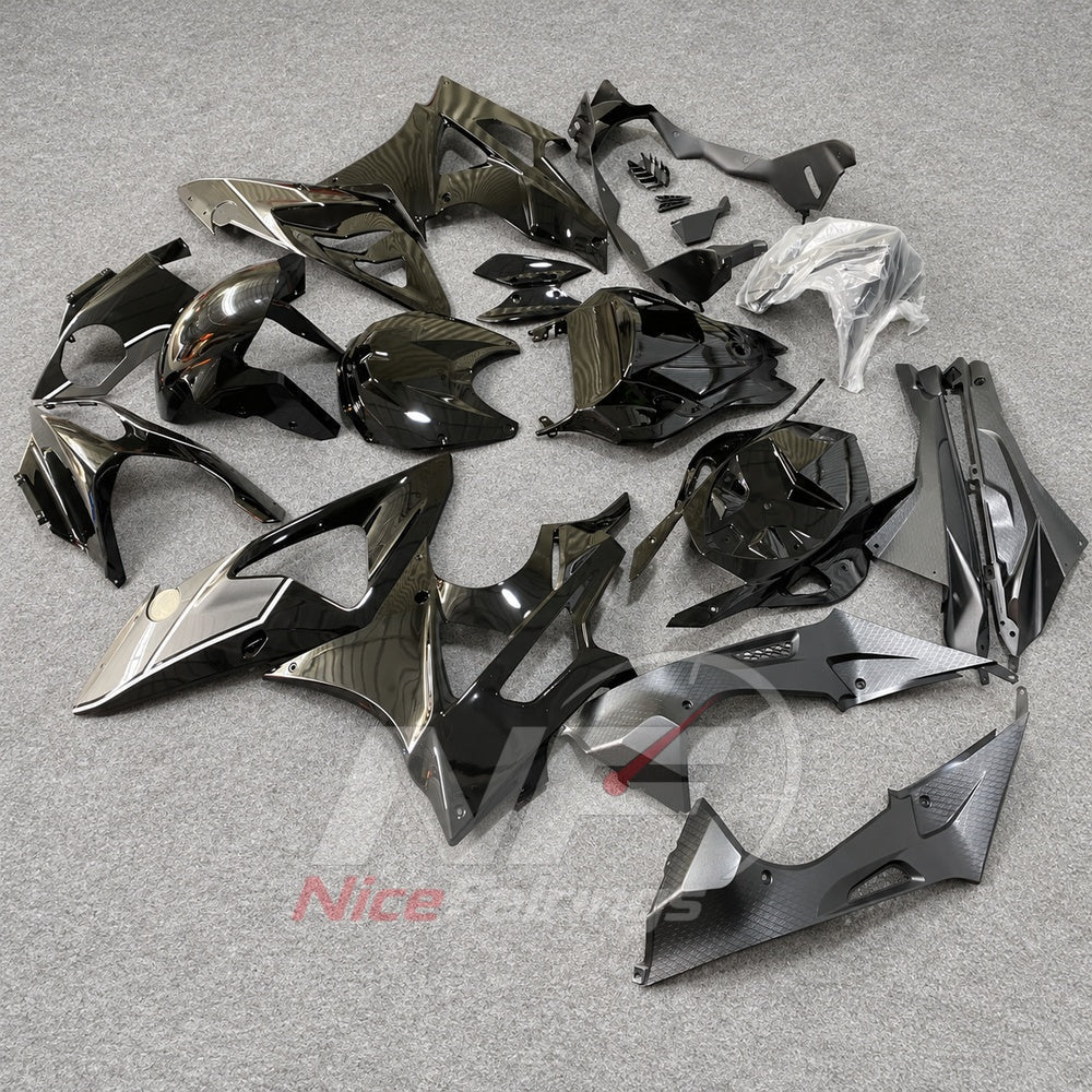 Sportbike Fairing Kit Fits 2009-2014 BMW S1000RR - ABS Fairing Panels - Silver Black | NiceFairings - front angle image