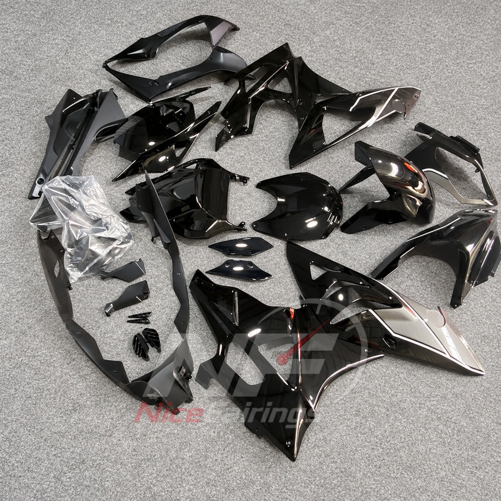 Sportbike Fairing Kit Fits 2009-2014 BMW S1000RR - ABS Fairing Panels - Silver Black | NiceFairings - side angle image