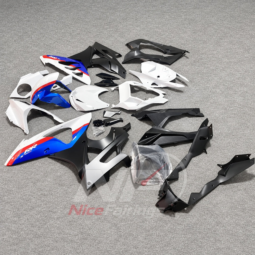 Fairing Kit Fits 2009-2014 BMW S1000RR - ABS Plastic Bodywork - White Blue Red | NiceFairings - front angle image