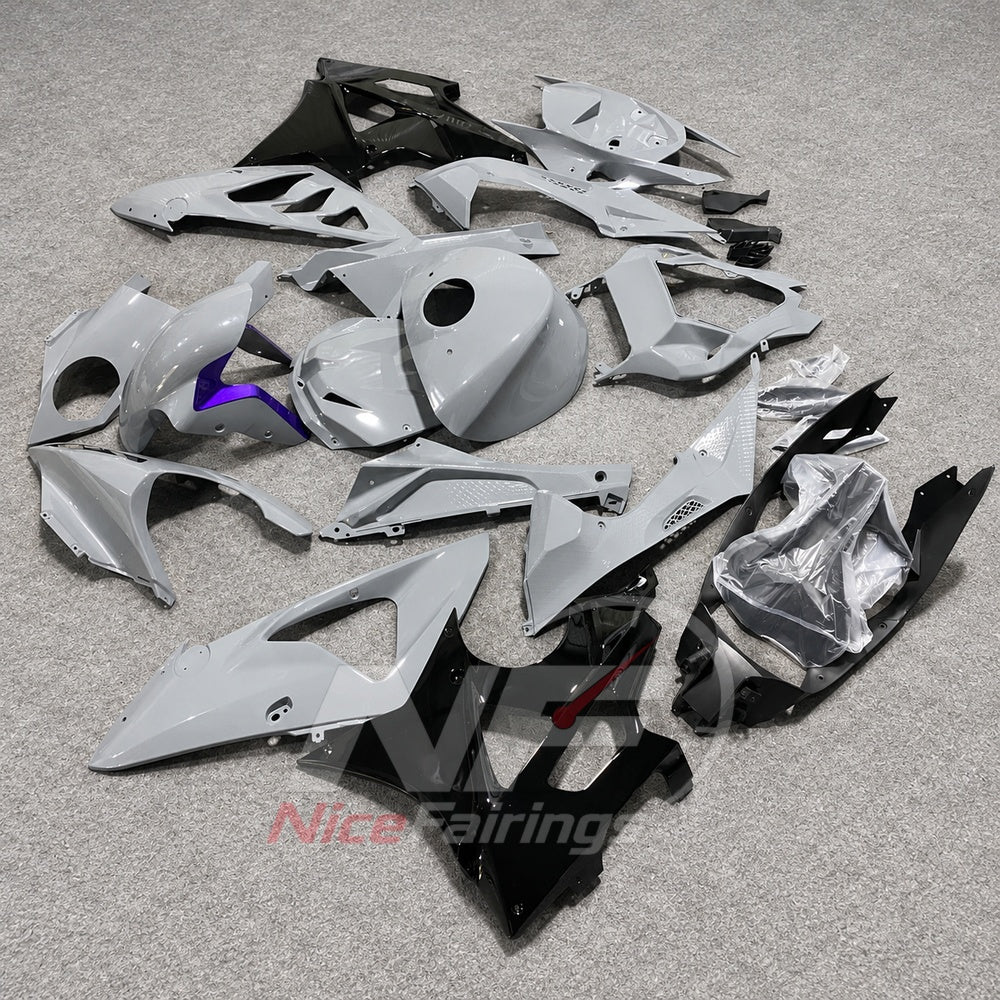 Aftermarket Fairing Kit Fits 2009-2014 BMW S1000RR - Sportbike ABS Bodywork - White Black Violet with Tank Cover | NiceFairings - side angle image