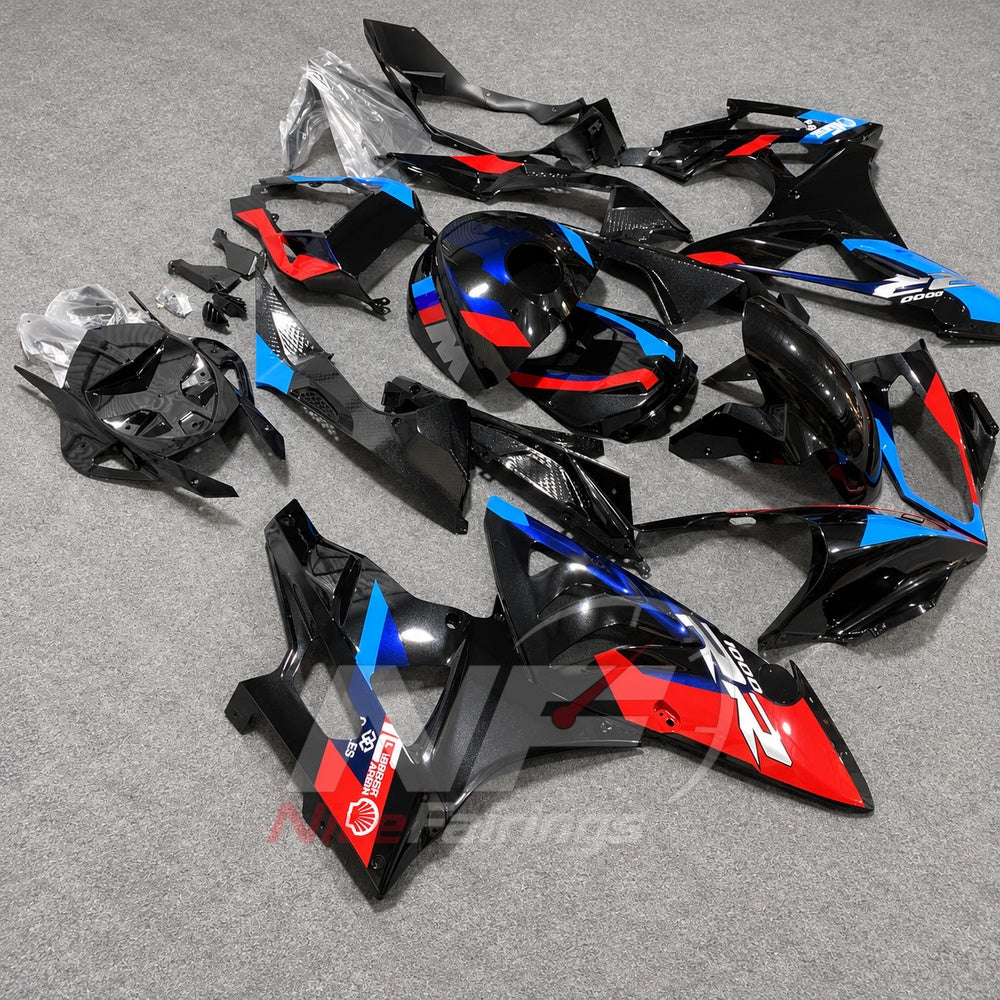 Fairings Kit Fits 2009-2014 BMW S1000RR - Injection-Molded ABS - Black Blue Red with Tank Cover | NiceFairings - front angle image