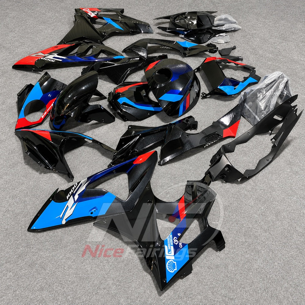 Fairings Kit Fits 2009-2014 BMW S1000RR - Injection-Molded ABS - Black Blue Red with Tank Cover | NiceFairings - side angle image