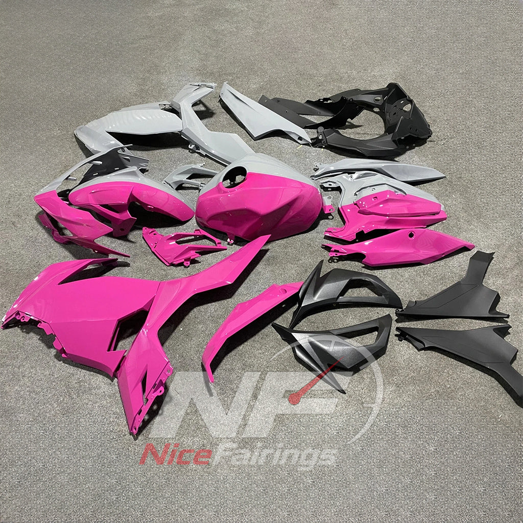 ABS Injection Body Panels Kit Fits KAWASAKI Ninja 400 EX400R 2018-2024 - Pink White | NiceFairings - front angle image