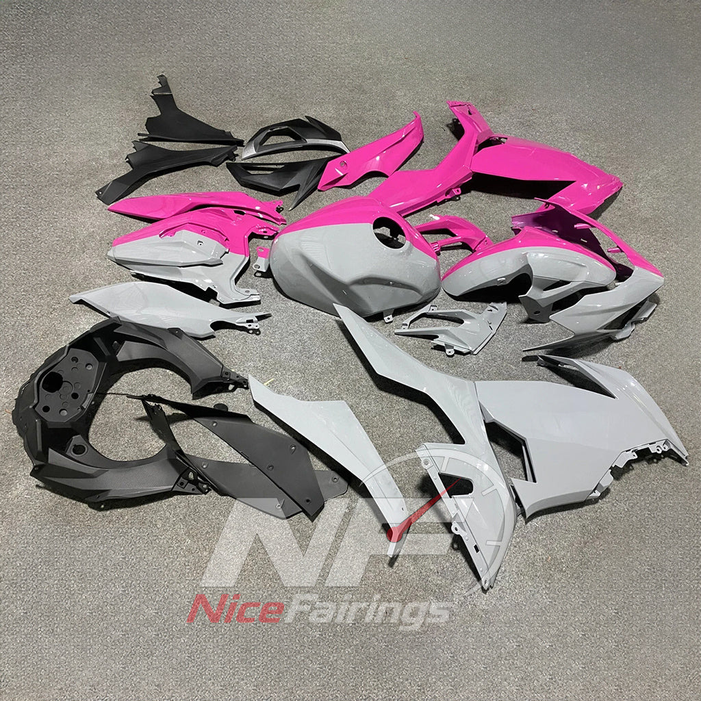 ABS Injection Body Panels Kit Fits KAWASAKI Ninja 400 EX400R 2018-2024 - Pink White | NiceFairings - side angle image