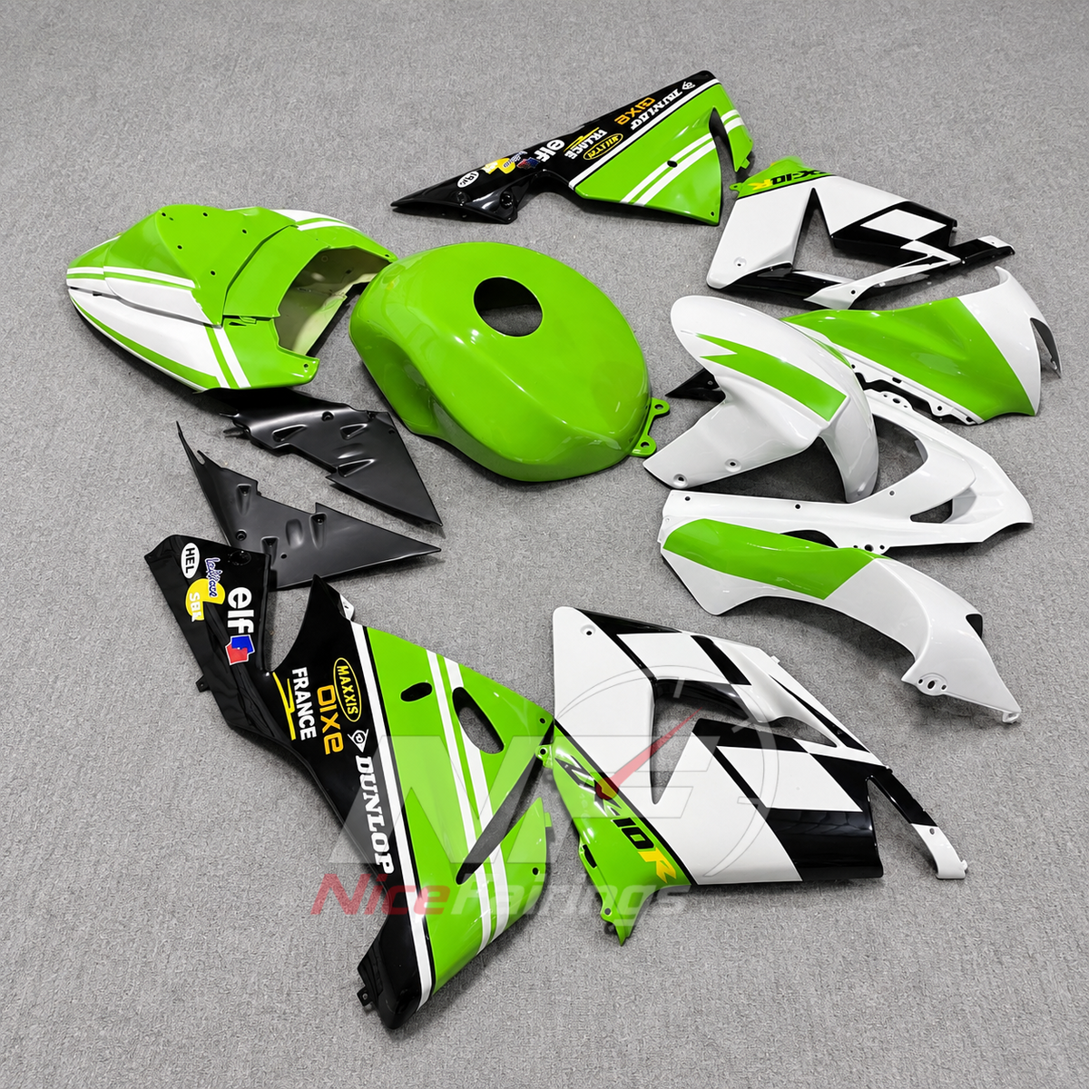Aftermarket Fairing Kit Fits 2004-2005 KAWASAKI ZX10R - ABS Injection Bodywork | NiceFairings - front angle image