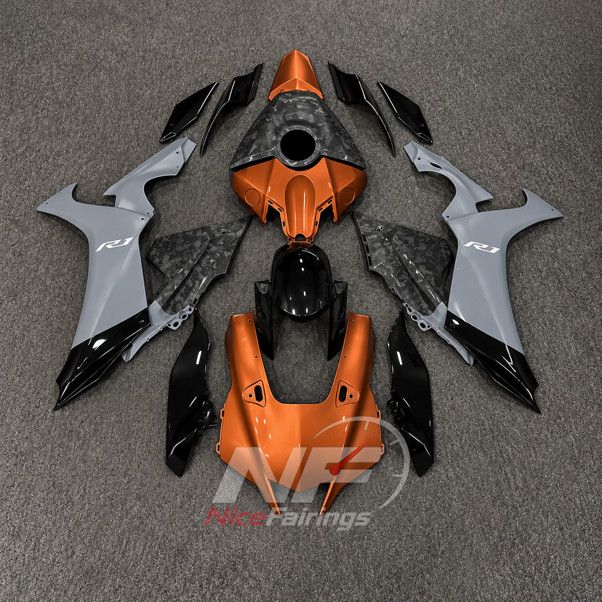For Yamaha YZFR1 RN65 2020-2025 Green Gold Fairings Kit | NiceFairings - paint design NO.2 option image
