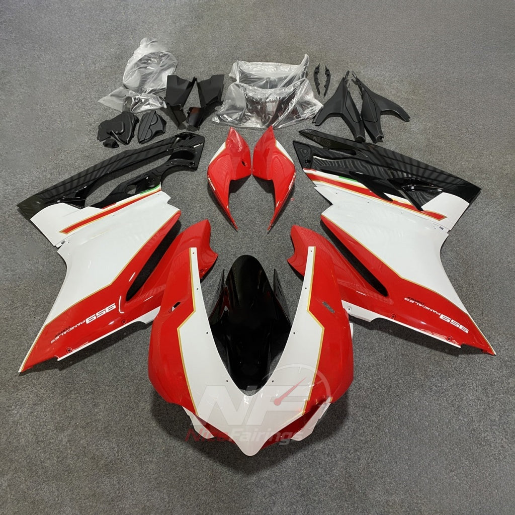 Fairing Kit Fits 2015-2019 DUCATI Panigale 959 1299 - ABS Plastic - Red White Green | NiceFairings - paint design NO.2 option image