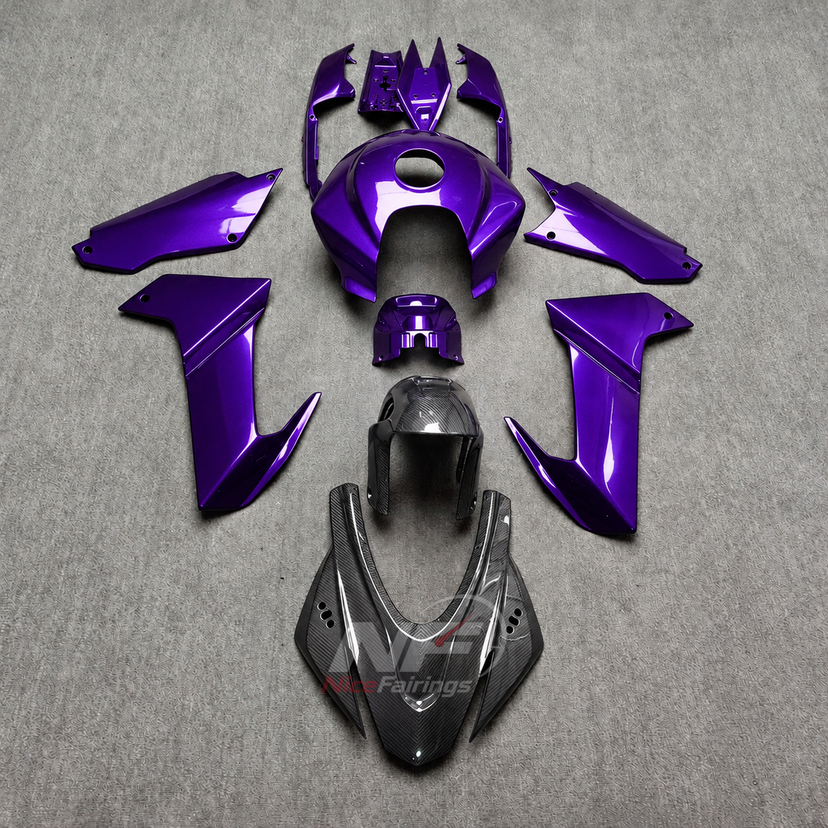 Custom Fairings Compatible with 2020-2024 APRILIA RS660 - ABS - Carbon Fiber Look Accents - Purple | NiceFairings - main product image