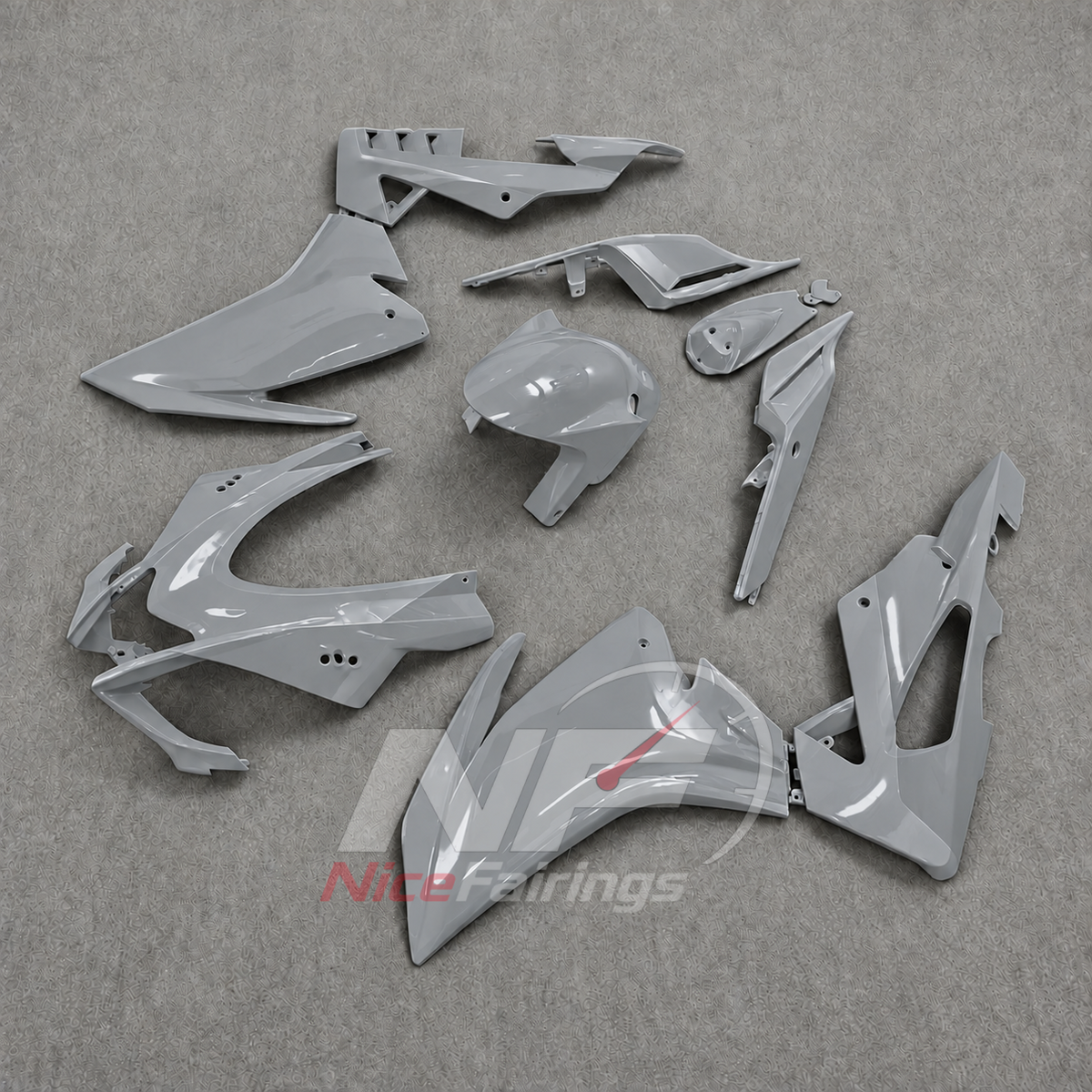 Sportbike Fairing Kit Fits 2016-2020 APRILIA RSV4 1000 - ABS Plastic - Gray | NiceFairings - side angle image