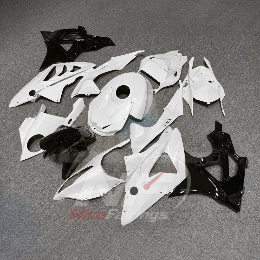 Fairing Kit Fits 2009-2014 BMW S1000RR - ABS Plastic Bodywork - White Black with Tank Cover | NiceFairings - front angle image