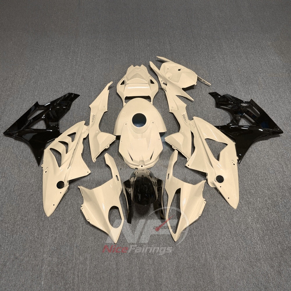 Fairing Kit Fits 2009-2014 BMW S1000RR - ABS Plastic Bodywork - Gold White with Tank Cover | NiceFairings - paint design NO.8 option image