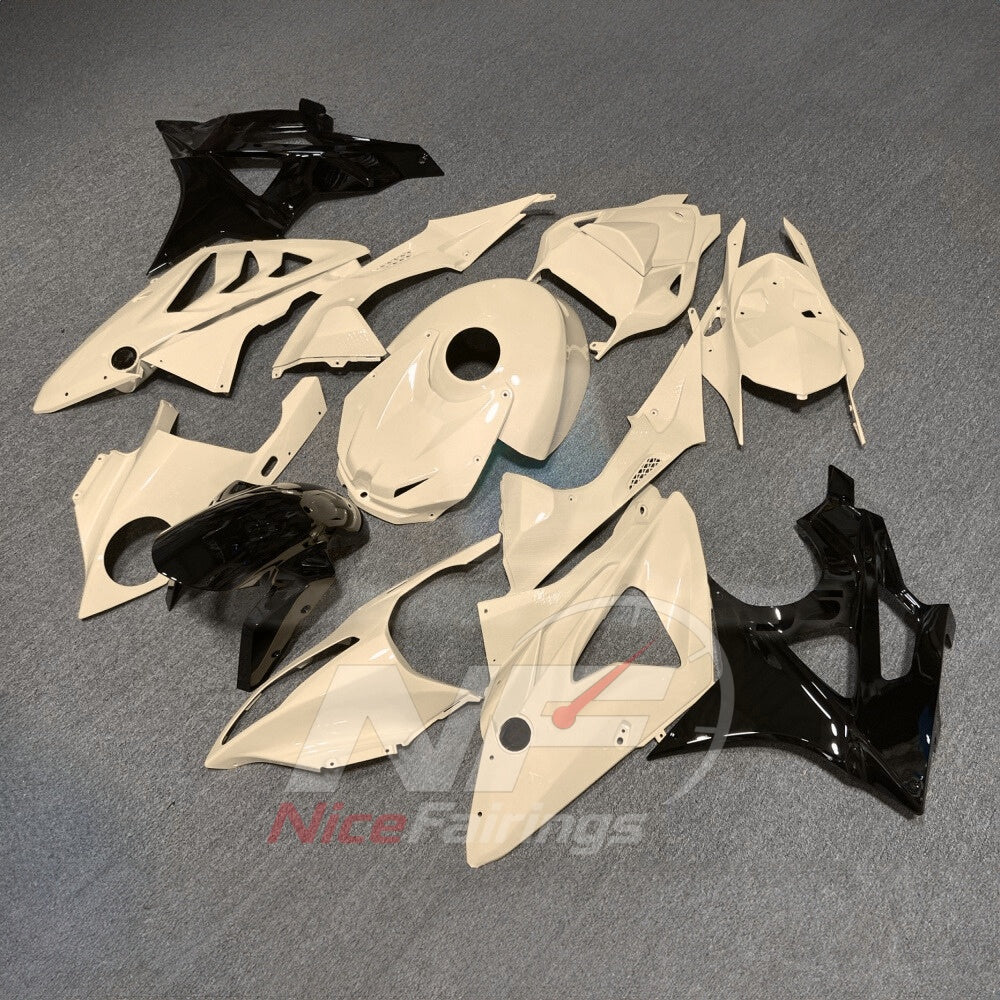 Motorcycle Fairing Kit Fits 2009-2014 BMW S1000RR - Aftermarket ABS Panels - Cream Black with Tank Cover | NiceFairings - front angle image