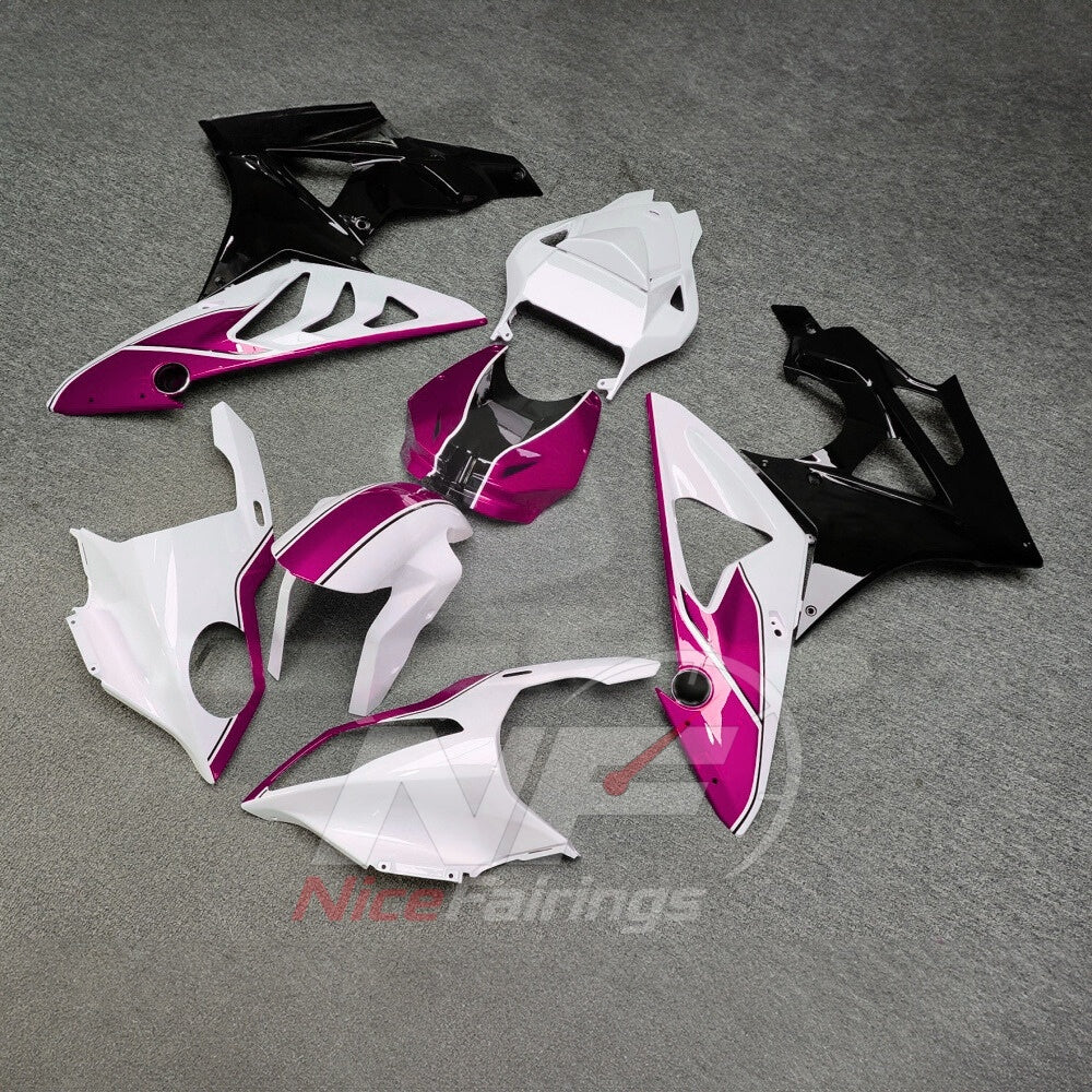 Aftermarket Fairing Kit Fits 2009-2014 BMW S1000RR - Sportbike ABS Bodywork - White Magenta Black | NiceFairings - front angle image